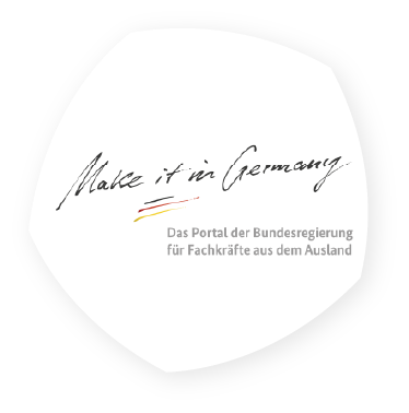 Logo: Make it in Germany. Das Willkommensportal der Fachkräfte–Offensive für internationale Fachkräfte