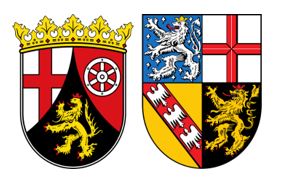 Zu sehen sind die Wappen von Rheinland-Pfalz und Saarland