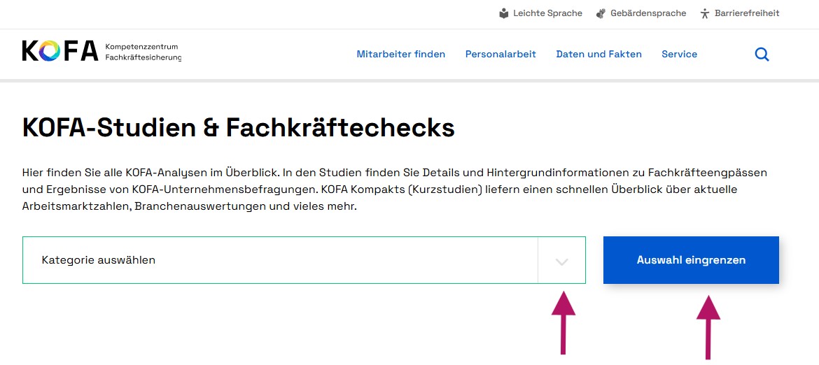 Ein geschlossenes Auswahlfeld, daneben ein Button.