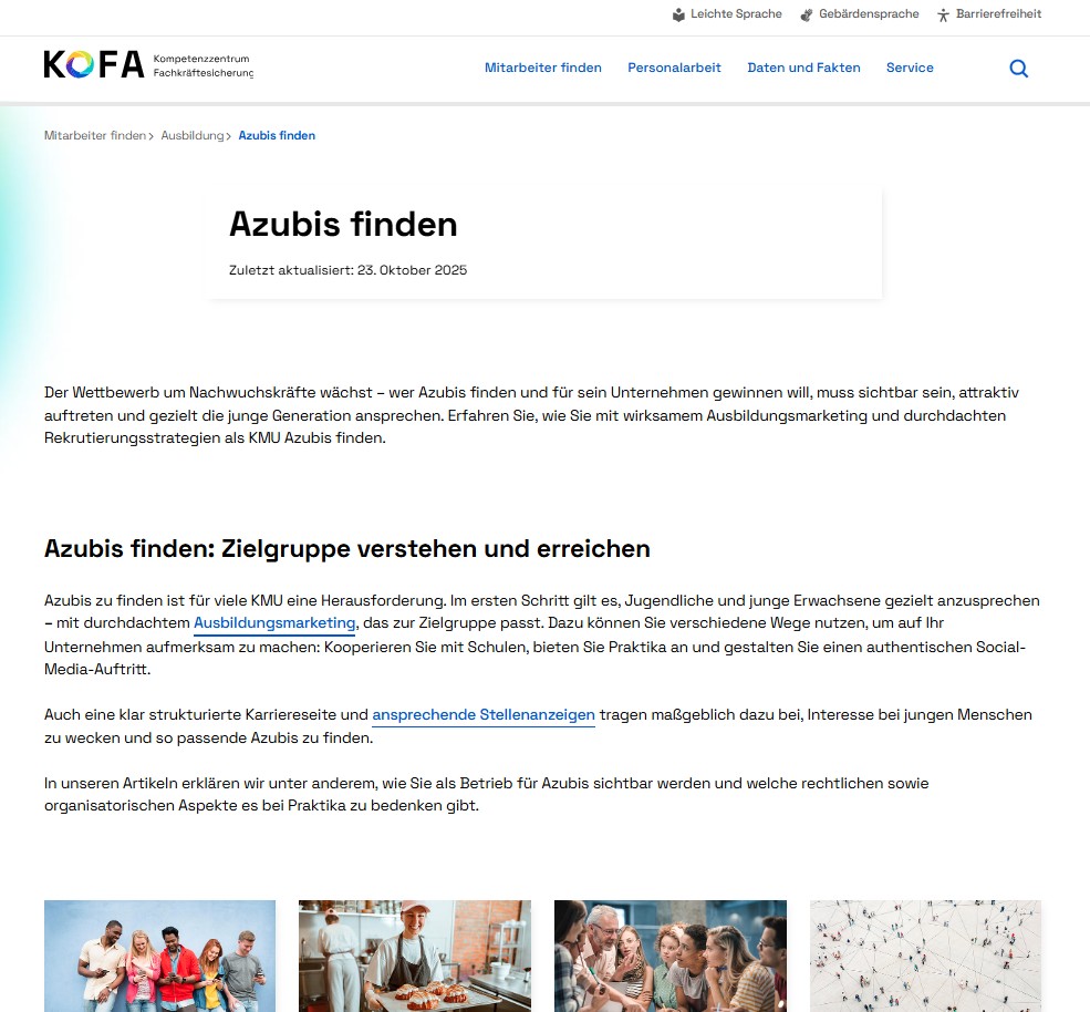 Eine Übersicht von Artikeln im Bereich Azubis finden.