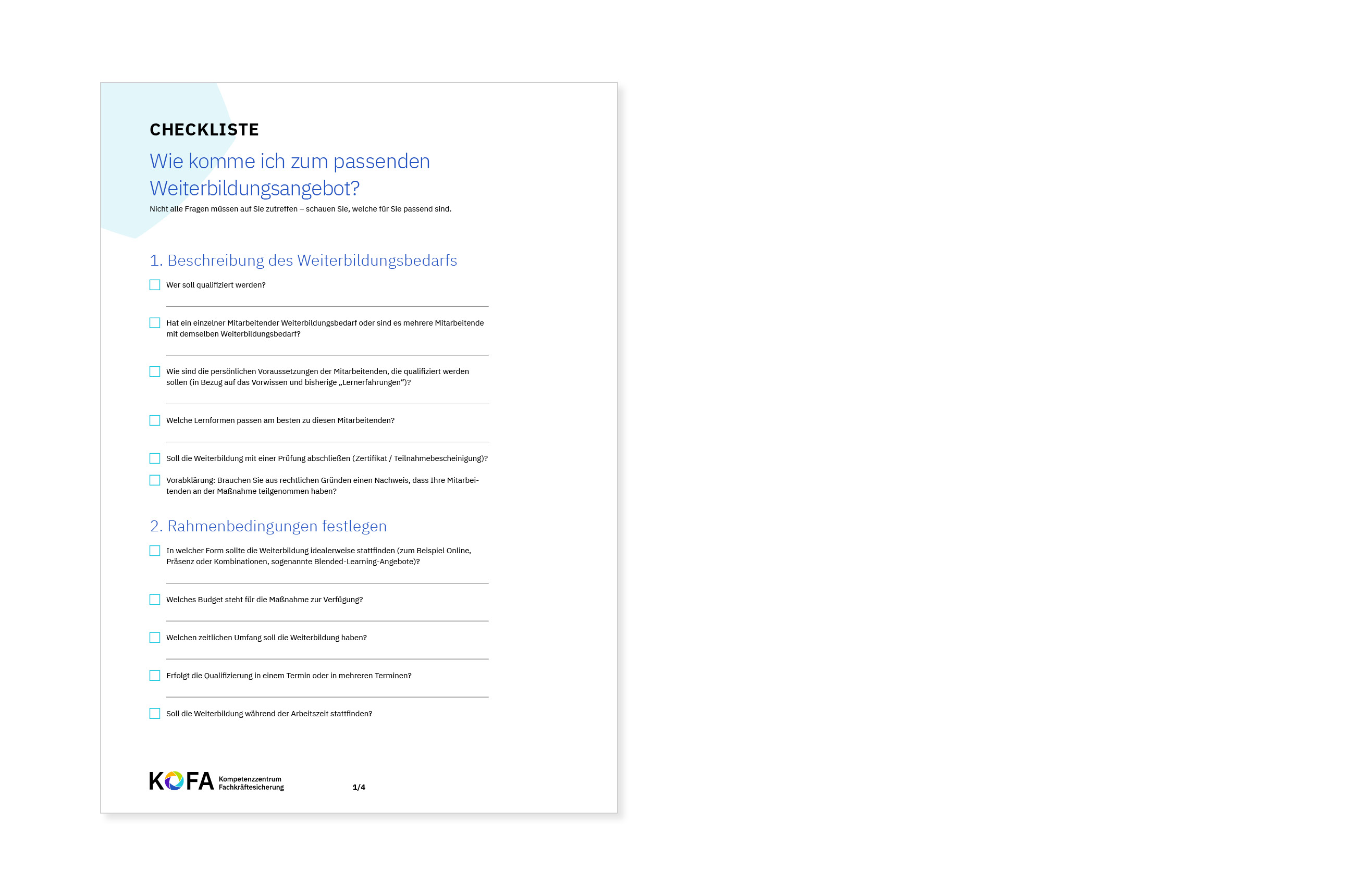 Eine Checkliste zum Thema Weiterbildung.