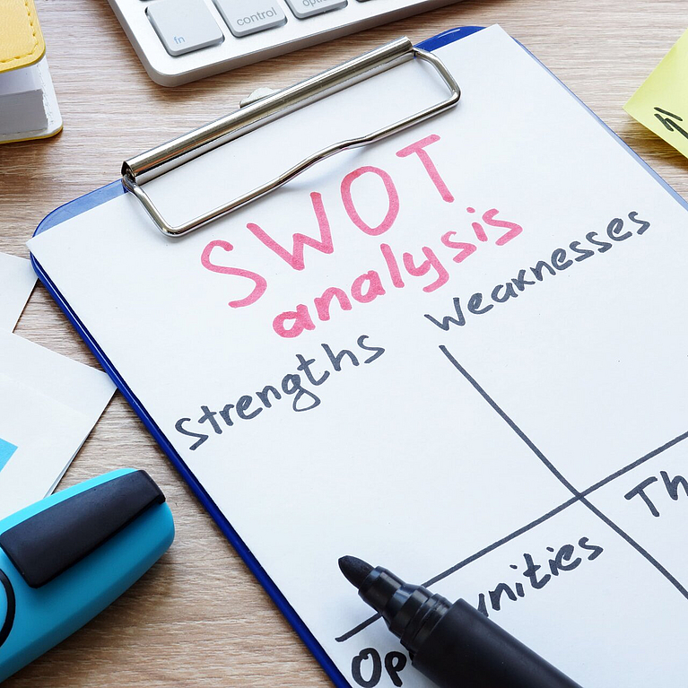 Handgemalte Skizze zur SWOT-Analyse