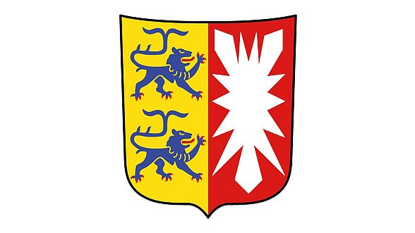Zu sehen ist das Wappen von Schleswig-Holstein
